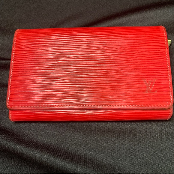 Preloved Rare Louis Vuitton Red Epi Porte Monnaie Billets Tresor Bifold Wallet - Picture 2 of 12